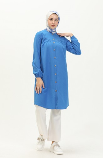 Shirred Buttoned Tunic 4054-06 Saxe 4054-06