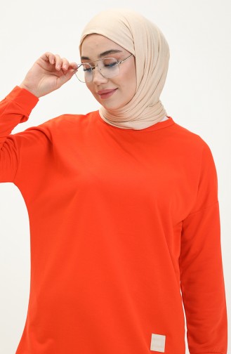 Oversize Hijabtuniek Met Twee Draden Voor Dames 8450 Oranje 8450.TURUNCU