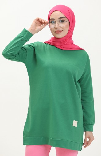 Tunique Hijab Oversize à Deux Fils Pour Femme 8450 Vert 8450.Yeşil