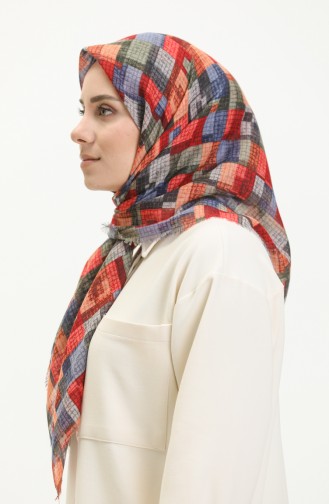Patterned Scarf 13210-09 Red Indigo 13210-09