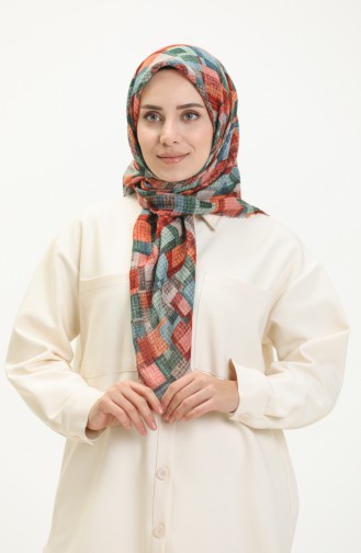 Patterned Scarf 13210-12 Petrol Khaki 13210-12