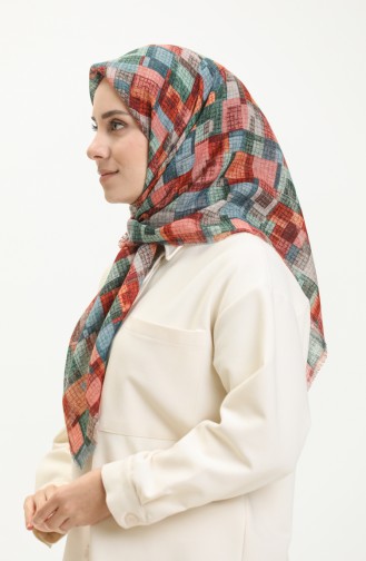 Patterned Scarf 13210-12 Petrol Khaki 13210-12