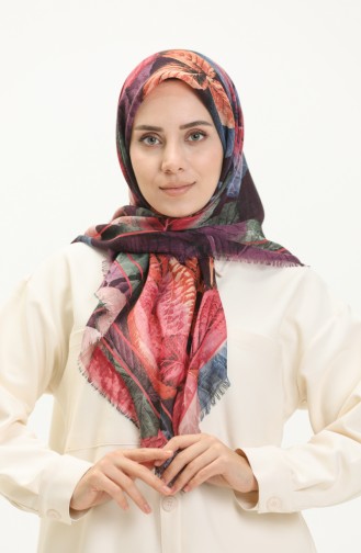 Patterned Scarf 13214-10 Navy Blue 13214-10