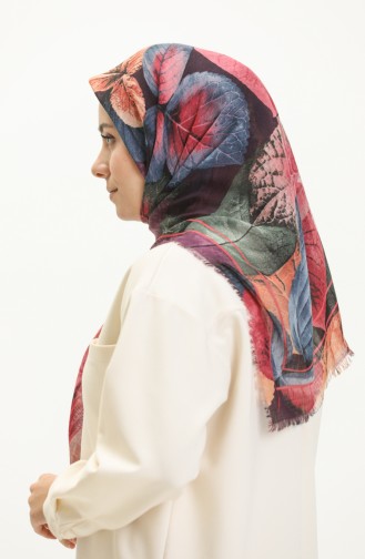 Patterned Scarf 13214-10 Navy Blue 13214-10