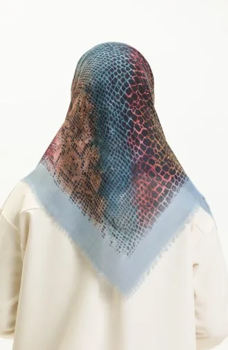 Gemustertes Kopftuch 13215-02 Blau-Senffarben 13215-02