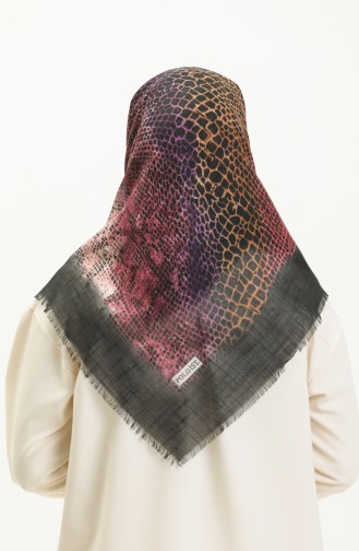 Patterned Scarf 13215-10 Black Magenta 13215-10