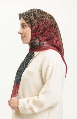Patterned Scarf 13215-11 Petrol Claret Red 13215-11