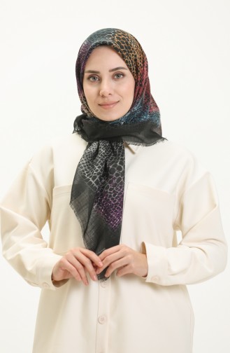 Patterned Scarf 13215-12 Black Purple 13215-12