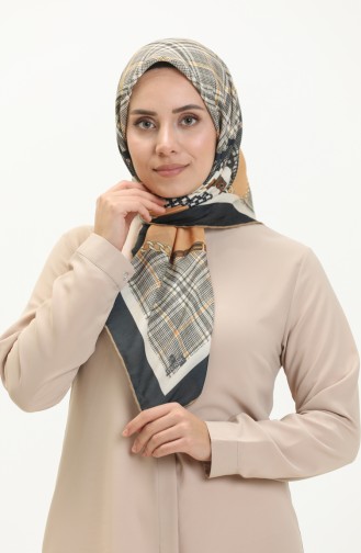 Desenli Soft Eşarp 1007-06 Siyah Hardal