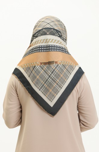 Gemustertes Soft Kopftuch 1007-06 Schwarz-Senffarben 1007-06