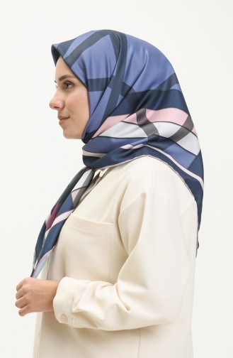 Gemustertes Twill Kopftuch 3001-02 Dunkelblau-Rotviolett 3001-02