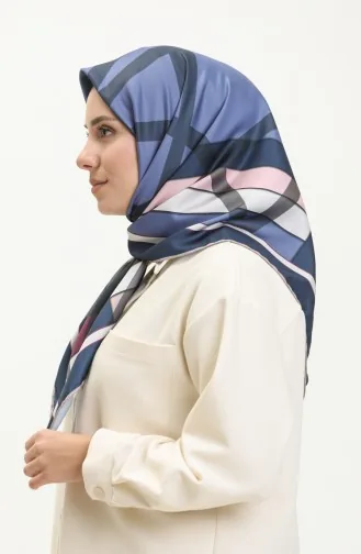 Gemustertes Twill Kopftuch 3001-02 Dunkelblau-Rotviolett 3001-02