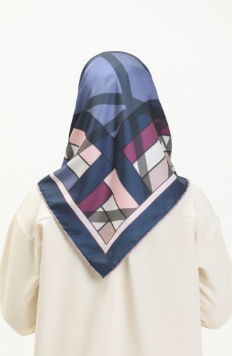 Gemustertes Twill Kopftuch 3001-02 Dunkelblau-Rotviolett 3001-02