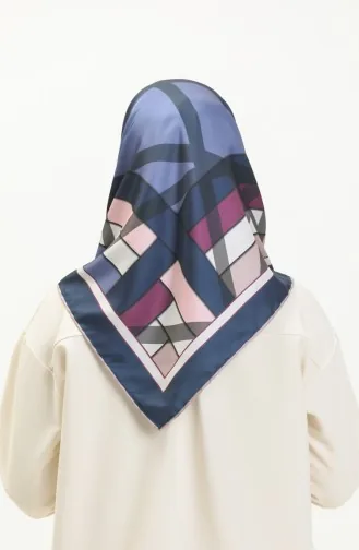 Gemustertes Twill Kopftuch 3001-02 Dunkelblau-Rotviolett 3001-02