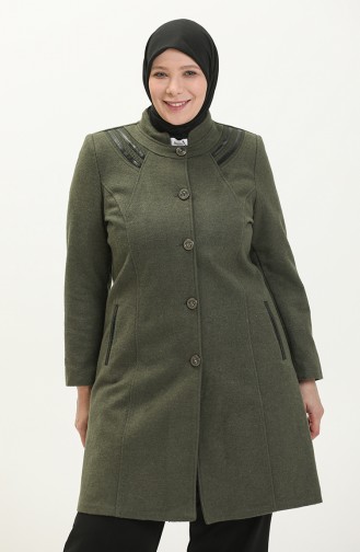 Manteau Cachet Grande Taille 0416-06 Vert Henné 0416-07