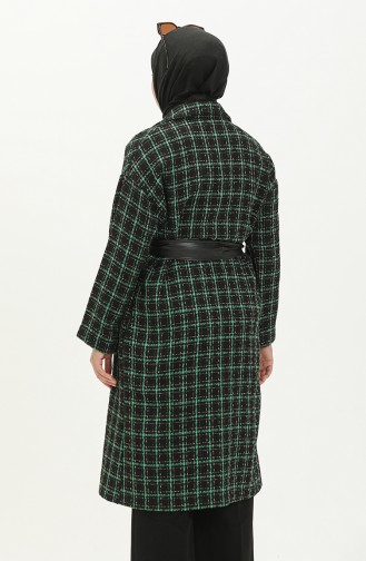 Belted Tweed Cape 0010-01 Black Emerald Green 0010-01