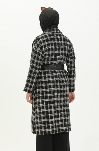 Belted Tweed Cape 0010-02 Black white 0010-02