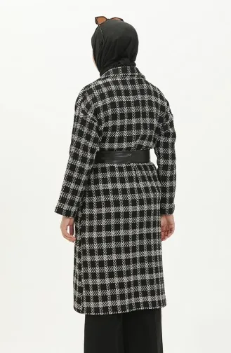 Belted Tweed Cape 0010-02 Black white 0010-02