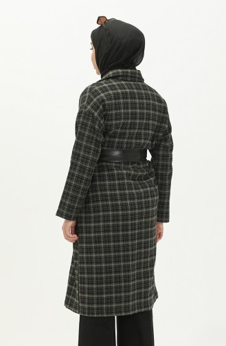 Belted Tweed Cape 0010-03 Black Khaki 0010-03
