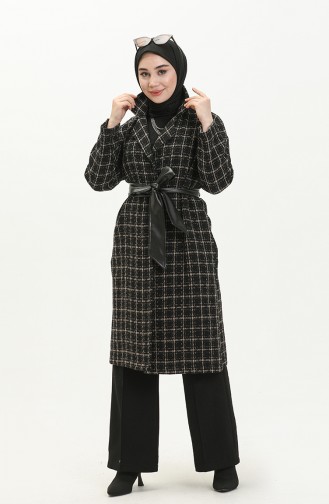 Belted Tweed Cape 0010-05 Black Mink 0010-05