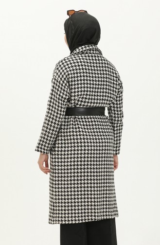 Belted Tweed Cape 0010a-01 Black White 0010A-01