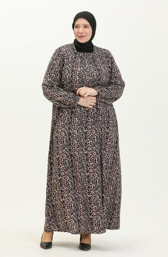 Kadın Buyuk Beden Boydan Spor Tesettur Elbise Uzun Kollu 8408 2 Mor