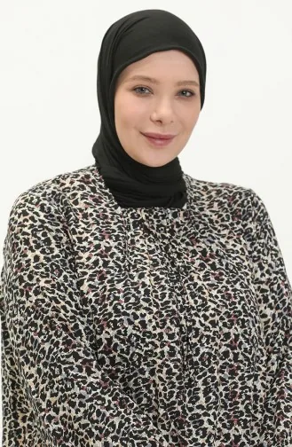 Kadın Buyuk Beden Boydan Spor Tesettur Elbise Uzun Kollu 8408 2 Mürdüm