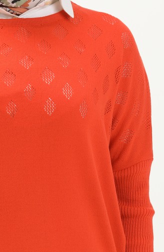 Örgü Detayli Triko Kazak 6321-04 Oranj
