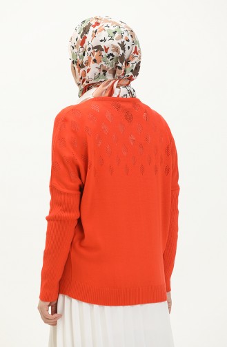 Örgü Detayli Triko Kazak 6321-04 Oranj