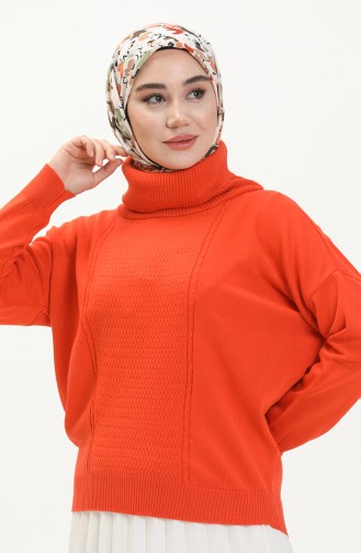 Degaje Yaka Triko Kazak 6346-04 Oranj
