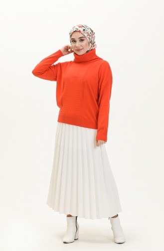 Degaje Yaka Triko Kazak 6346-04 Oranj