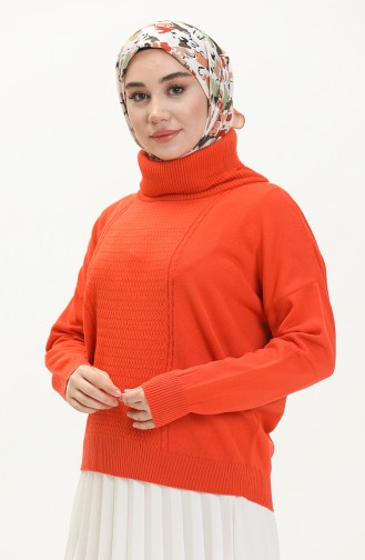 Degaje Yaka Triko Kazak 6346-04 Oranj