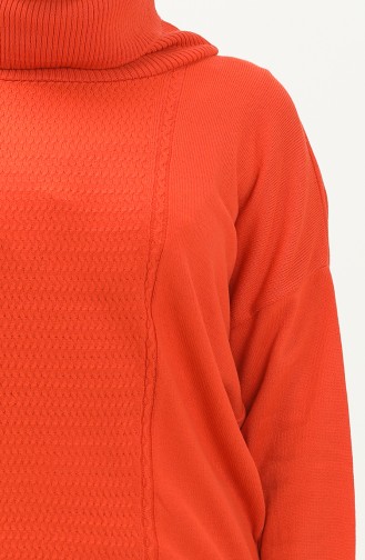 Degaje Yaka Triko Kazak 6346-04 Oranj