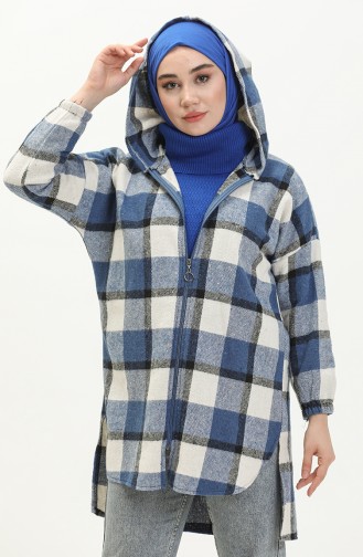 Hooded Tunic 0011-01 Indigo Beige 0011-01