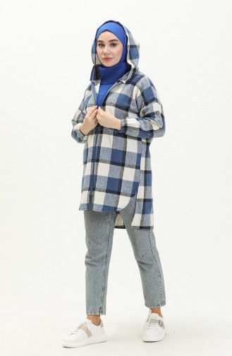 Hooded Tunic 0011-01 Indigo Beige 0011-01