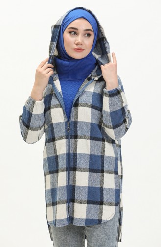 Tunika mit Kapuze 0011-01 Indigo-Beige 0011-01