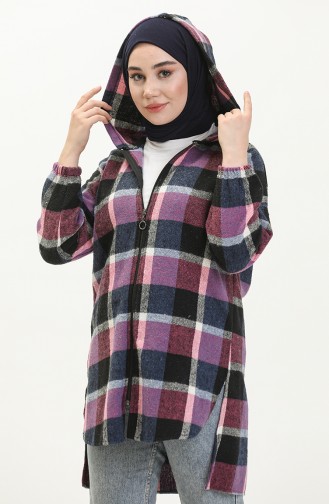 Kapüşonlu Tunik 0011-03 Siyah Pembe