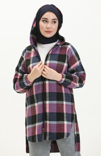 Kapüşonlu Tunik 0011-03 Siyah Pembe