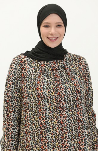 Orange Hijab Kleider 8408-2.TURUNCU