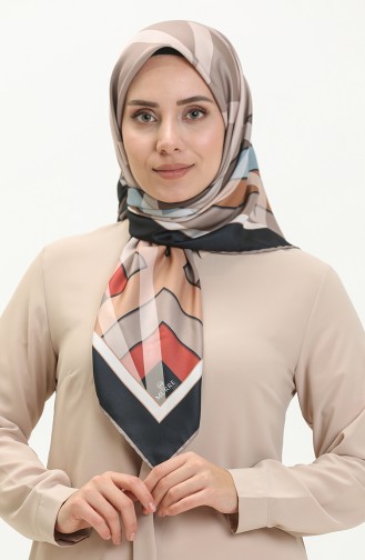 إيشارب تويل منقوش  3001-03 فيزون قرميدي 3001-03