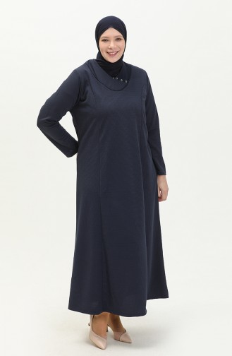 Navy Blue Hijab Dress 4756.Lacivert