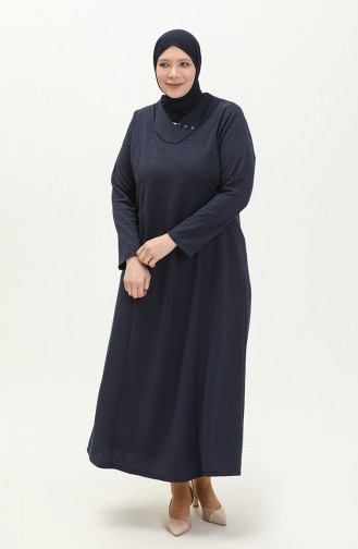 Navy Blue Hijab Dress 4756.Lacivert