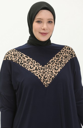 Navy Blue Tuniek 7124.Lacivert Leopar