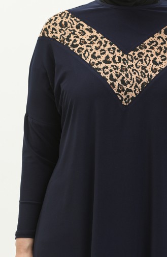 Navy Blue Tuniek 7124.Lacivert Leopar