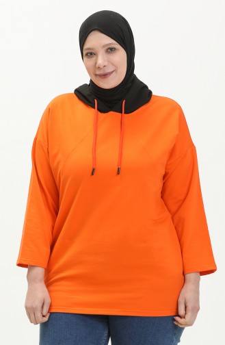Plus Size Hoodie Sweatshirt 6021-01 Orange 6021-01
