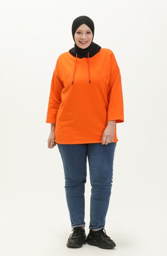Plus Size Hoodie Sweatshirt 6021-01 Orange 6021-01