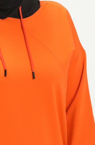 Büyük Beden Kapüşonlu Sweatshirt 6021-01 Oranj