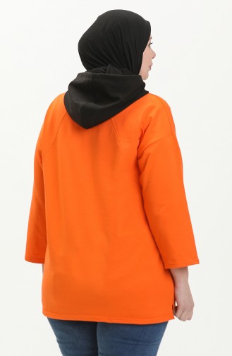 Büyük Beden Kapüşonlu Sweatshirt 6021-01 Oranj