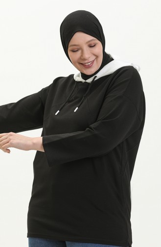 Sweat-shirt à Capuche Grande Taille 6021-02 Noir 6021-02