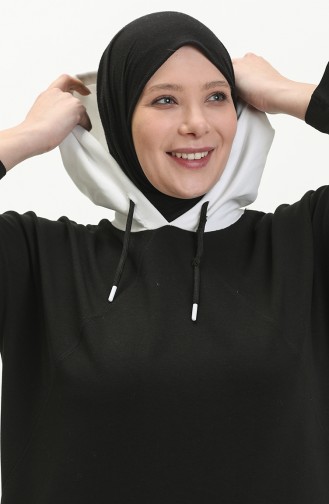 Plus Size Hoodie Sweatshirt 6021-02 Black 6021-02